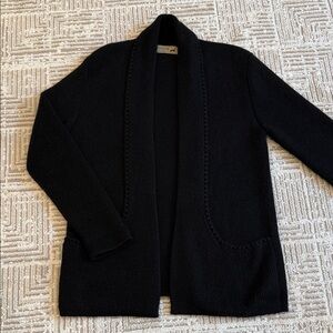 Peruvian Link Alpaca Black Open Cardigan Sweater with Pockets